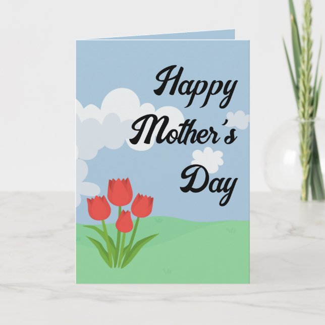 Mother's Day animated colourful flower cartoon Thank You Card (Front)
