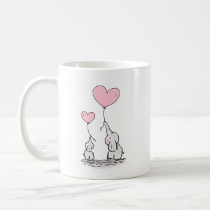 Mother's Day Baby Elephant and Mummy heart balloon Coffee Mug