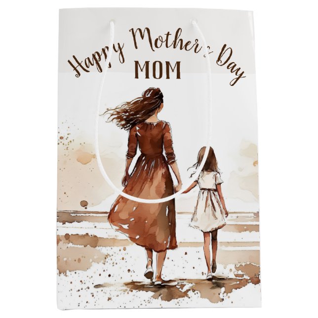 Mother's Day Beach Watercolor Medium Gift Bag (Front)