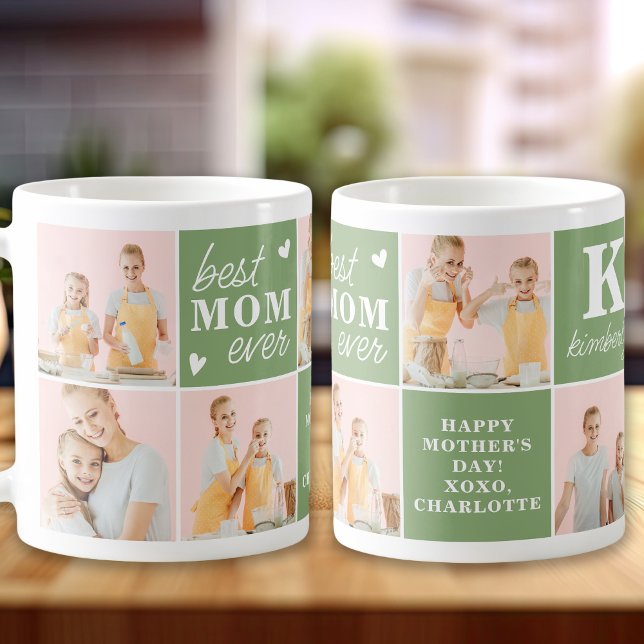 Mother's Day Best MOM Ever Custom 7 Photo Collage Coffee Mug (Creator Uploaded)