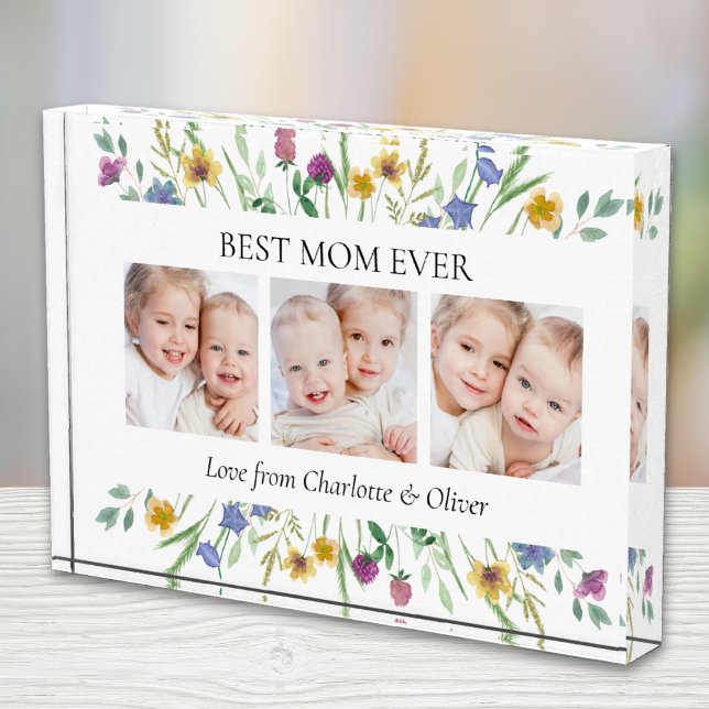 Mother's Day Best Mom Ever Floral Photo Block (Creator Uploaded)