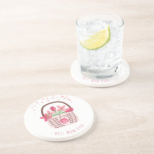 Mother's Day,Best Mom Ever, with Beautiful Flower Coaster