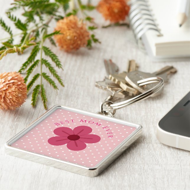Mothers Day,Best Mum Ever, Elegant,Simple,Trendy Key Ring (Side)