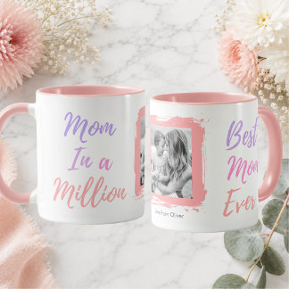 Mother's Day Best Mum Ever Photo Pink Personalised Mug