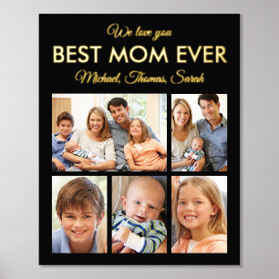 Mothers Day Best Mum Ever Trendy Photo Collage Foil Prints