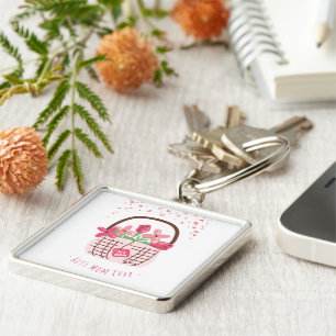 Mother's Day,Best Mum Ever, with Beautiful Flower Key Ring