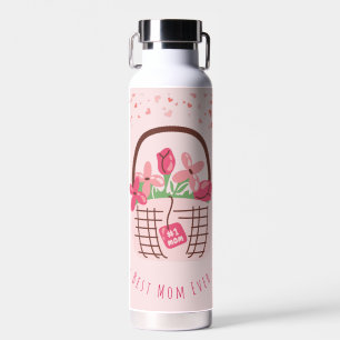 Mother's Day,Best Mum Ever, with Beautiful Flower Water Bottle
