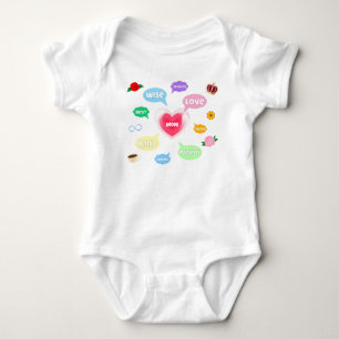 Mothers Day Best Mum Word Clouds Queen Crown Love Baby Bodysuit