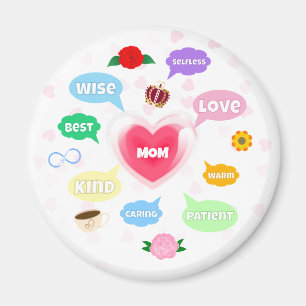 Mothers Day Best Mum Word Clouds Queen Crown Love Magnet