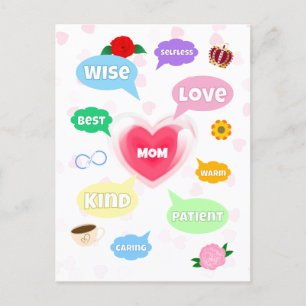 Mothers Day Best Mum Word Clouds Queen Crown Love Postcard