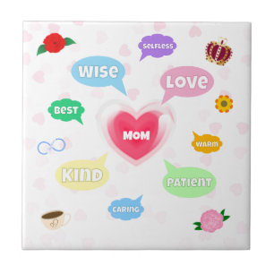 Mothers Day Best Mum Word Clouds Queen Crown Love Tile