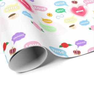 Mothers Day Best Mum Word Clouds Queen Crown Love Wrapping Paper