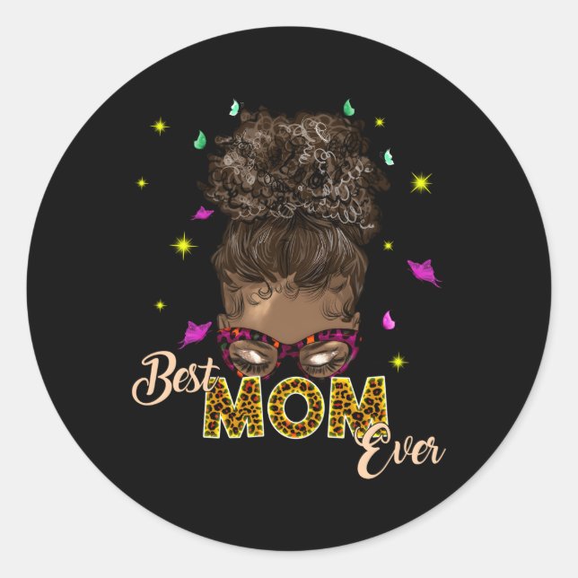Mothers Day Black Africa American Best Mum Ever Classic Round Sticker (Front)