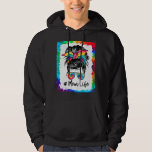 Mother's Day Bleached Mum Life Tie Dye Messy Hair  Hoodie
