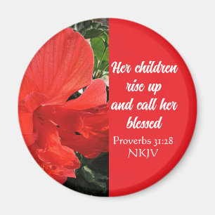 Mother's Day Blessed Bible Verse Orange Flower red Magnet