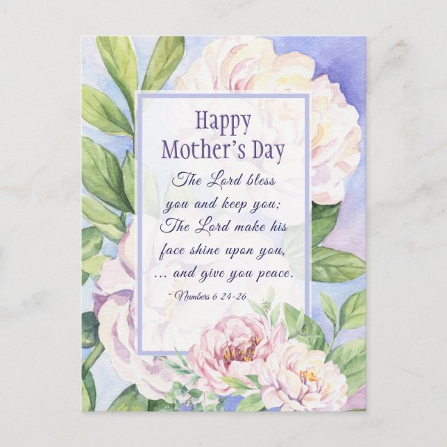 Mother's Day Blessing Bible Verse Floral Postcard (Front)