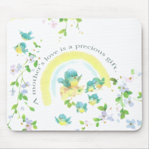 Mother's Day Blue Love Birds Mouse Pad