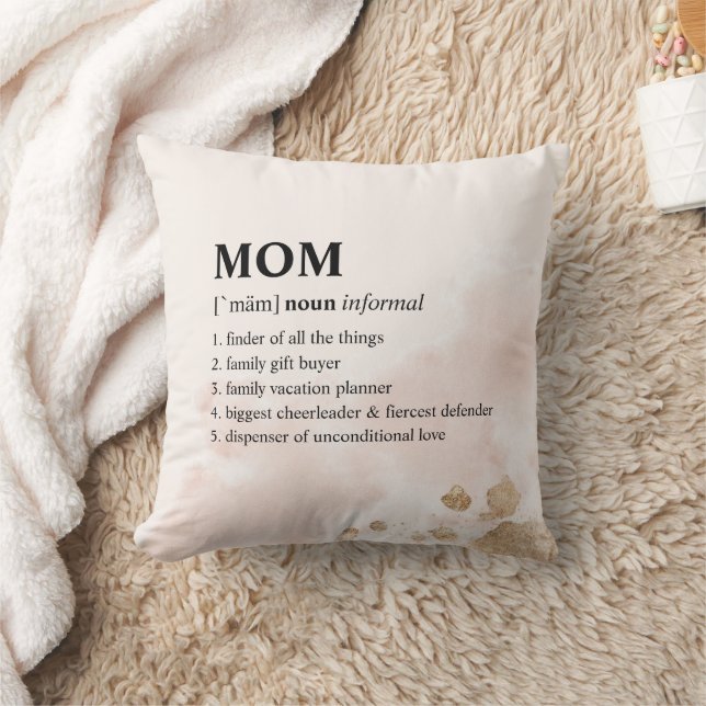 Mother's Day Blush Pink Gold Mum Definition Names Cushion (Blanket)
