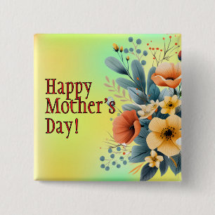 Mother's Day Boho Flowers Clipart-61983 Keychain 15 Cm Square Badge