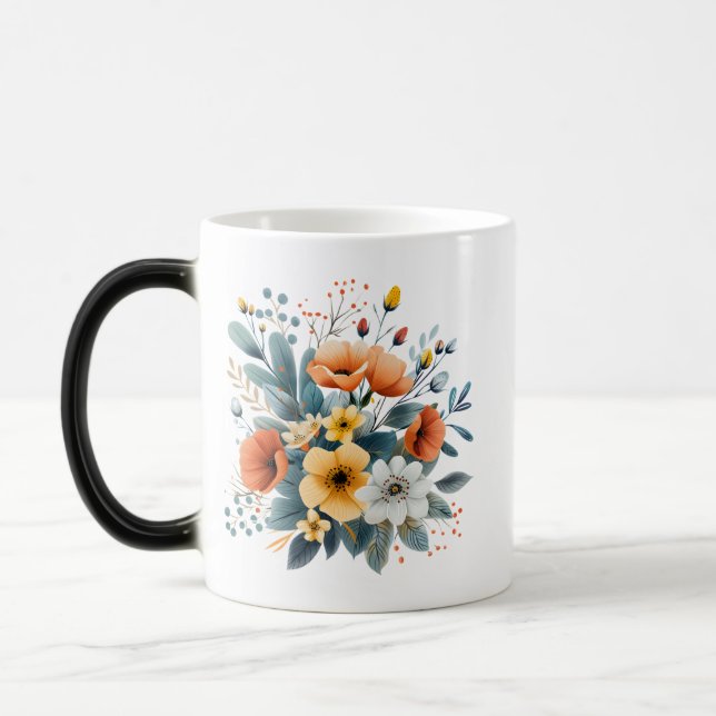 Mother's Day Boho Flowers Clipart-61983 Magic Mug (Left)