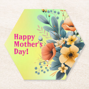 Mother's Day Boho Flowers Clipart-61983 Paper Coaster