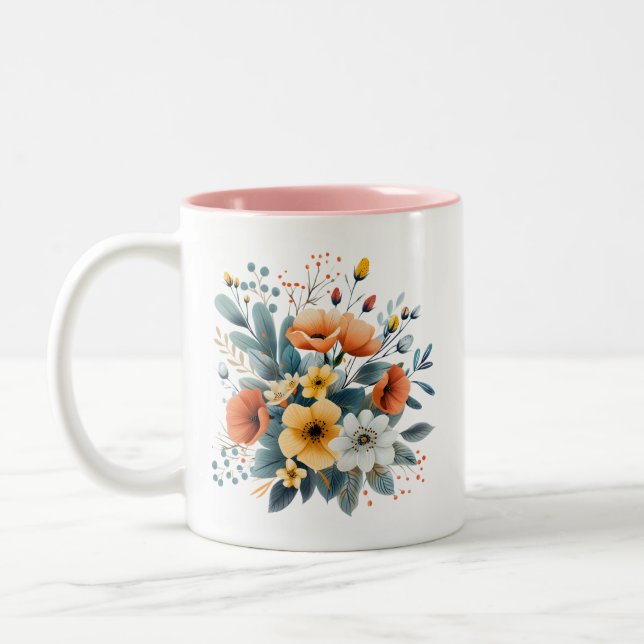 Mother's Day Boho Flowers Clipart-61983 Two-Tone Coffee Mug (Left)