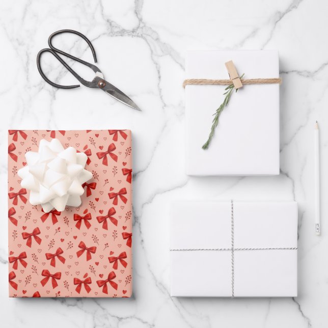 Mother's Day bows Wrapping Paper Sheet (Front)