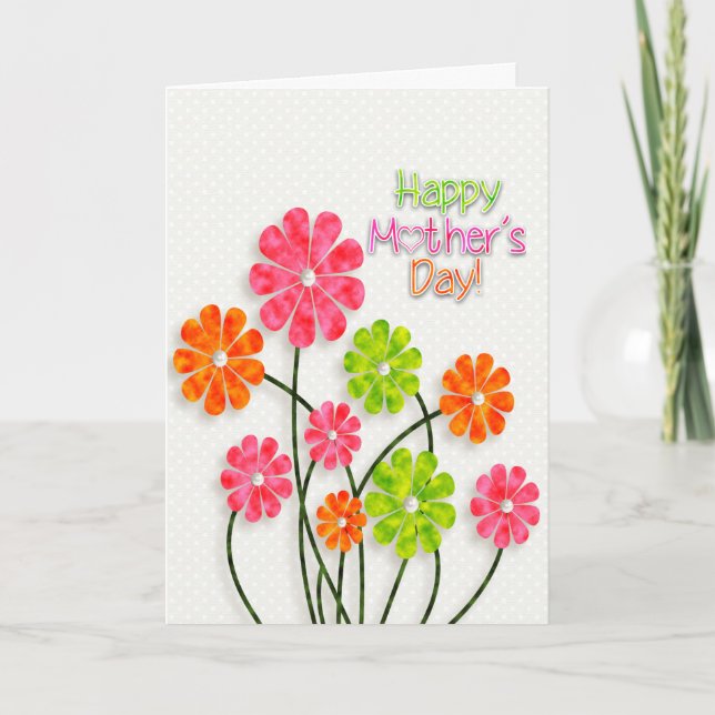 Mother's Day - Bright Fun Flowers Card (Front)