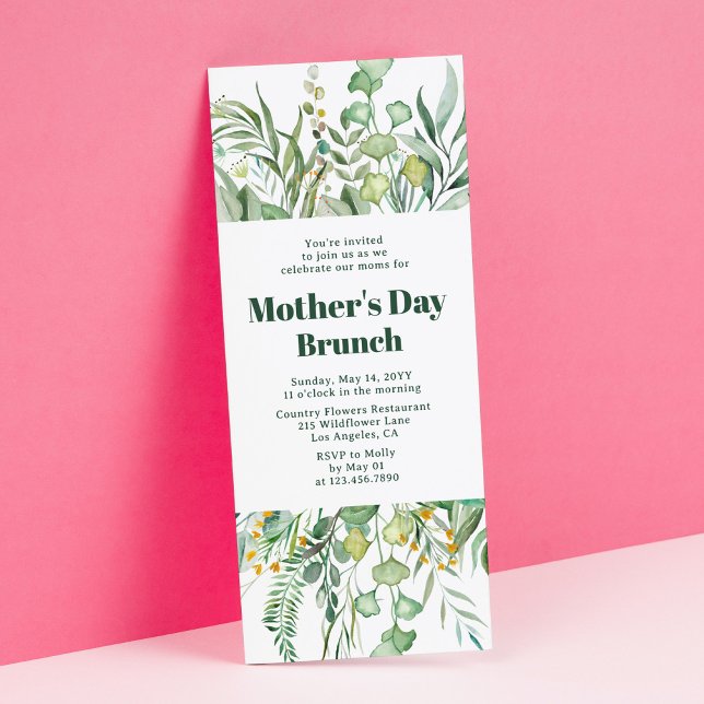 Mother's Day Brunch Elegant Botanical Watercolor Invitation (Creator Uploaded)