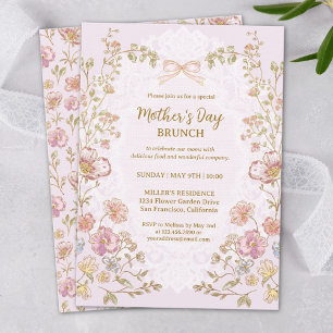 Mother's Day Brunch Elegant Pretty Vintage Floral Invitation