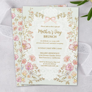Mother's Day Brunch Elegant Pretty Vintage Floral Invitation