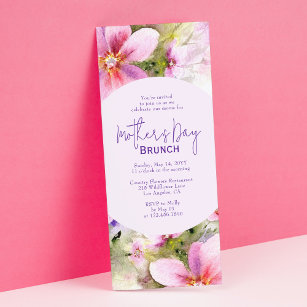 Mother's Day Brunch Elegant Watercolor Flowers Invitation