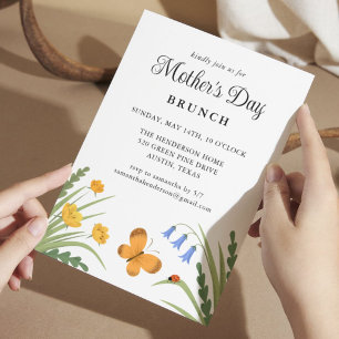 Mother's Day Brunch Floral Ladybug Butterfly Invitation