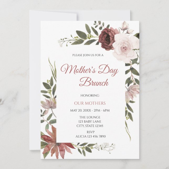  Mother's Day Brunch Invitation (Front)