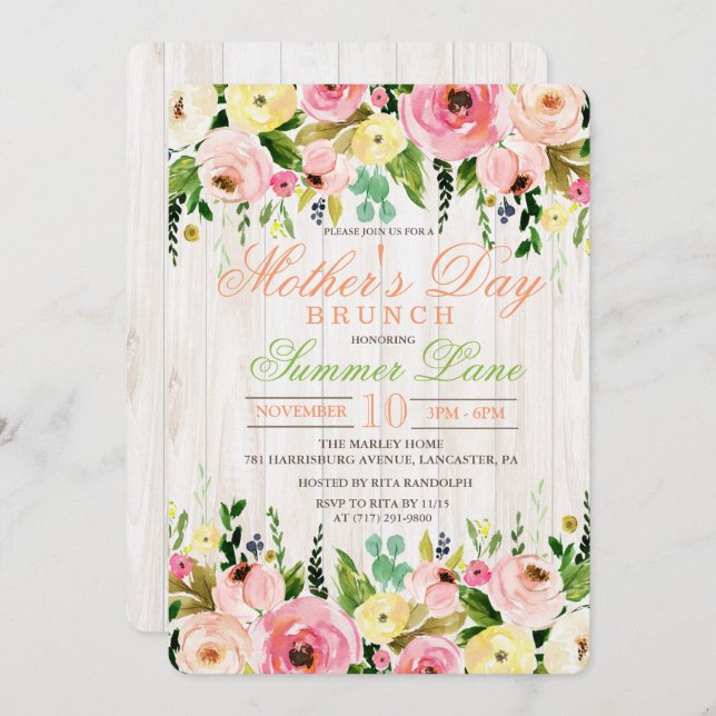 Mother's Day Brunch Invitation (Front/Back)
