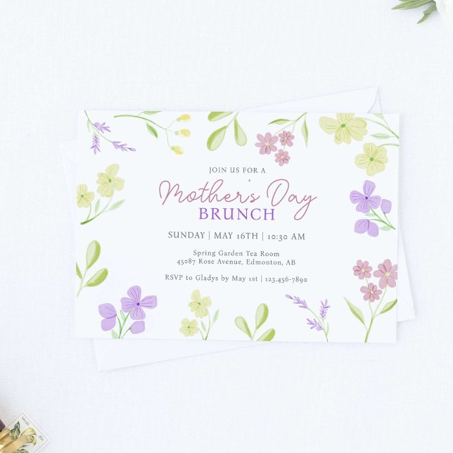 Mother's Day Brunch Soft Floral Watercolor Pastel Invitation (Creator Uploaded)
