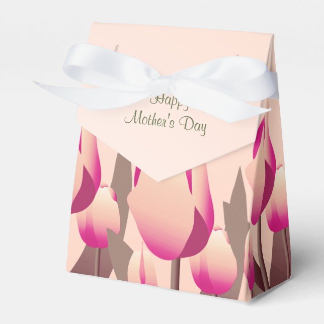 Mothers Day Brunch Spring Pink Tulips Party Favour Box (Front Side)