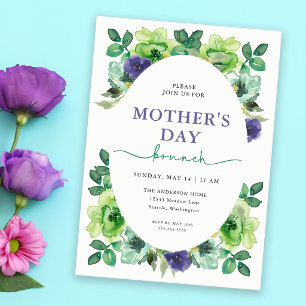 Mother's Day Brunch Watercolor Flowers Invitation