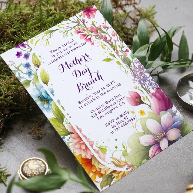 Mother's Day Brunch Watercolor Wildflower Floral Invitation (Creator Uploaded)