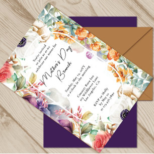 Mother's Day Brunch Watercolor Wildflowers Floral  Invitation