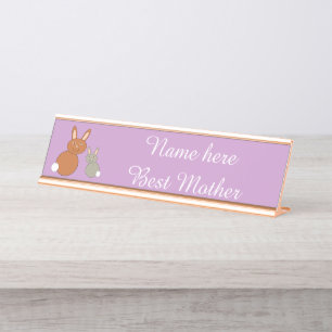 Mothers Day Bunnies Custom Desk Name Plate