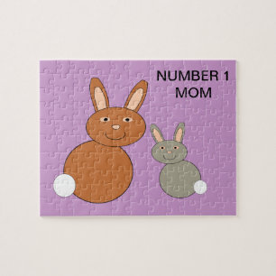 Mothers Day Bunnies Custom Number 1 Mum Puzzle