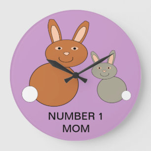 Mothers Day Bunnies Customisable Wall Clock