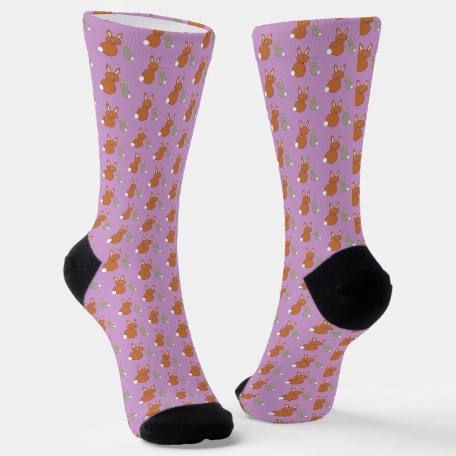 Mothers Day Bunnies Patterned Socks (Angled)
