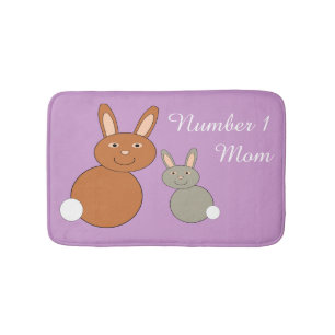 Mothers Day Bunnies Personalised Bath Mat