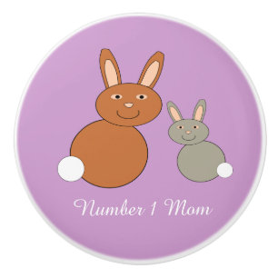 Mothers Day Bunnies Personalised Ceramic Knob