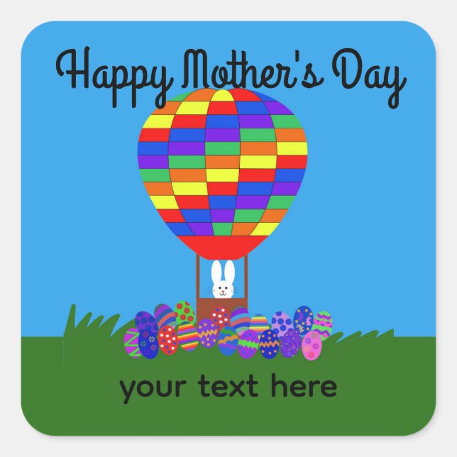 Mother's Day Bunny Hot Air Balloon #2 Stickers (Front)