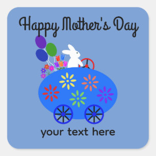 Mother's Day Bunny Riding Egg Car #2 Stickers