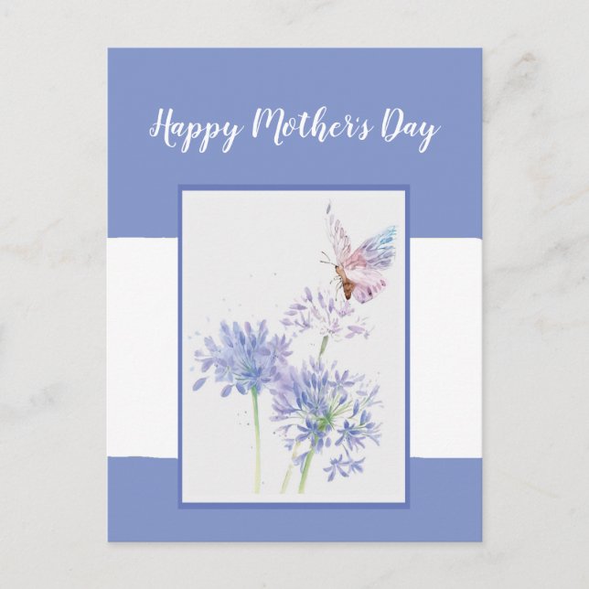 Mother's Day Butterfly Garden Flowers Postcard (Front)