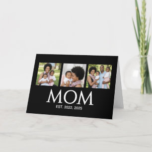 Mothers Day Caps Black 3 Photo Mum Established Holiday Card
